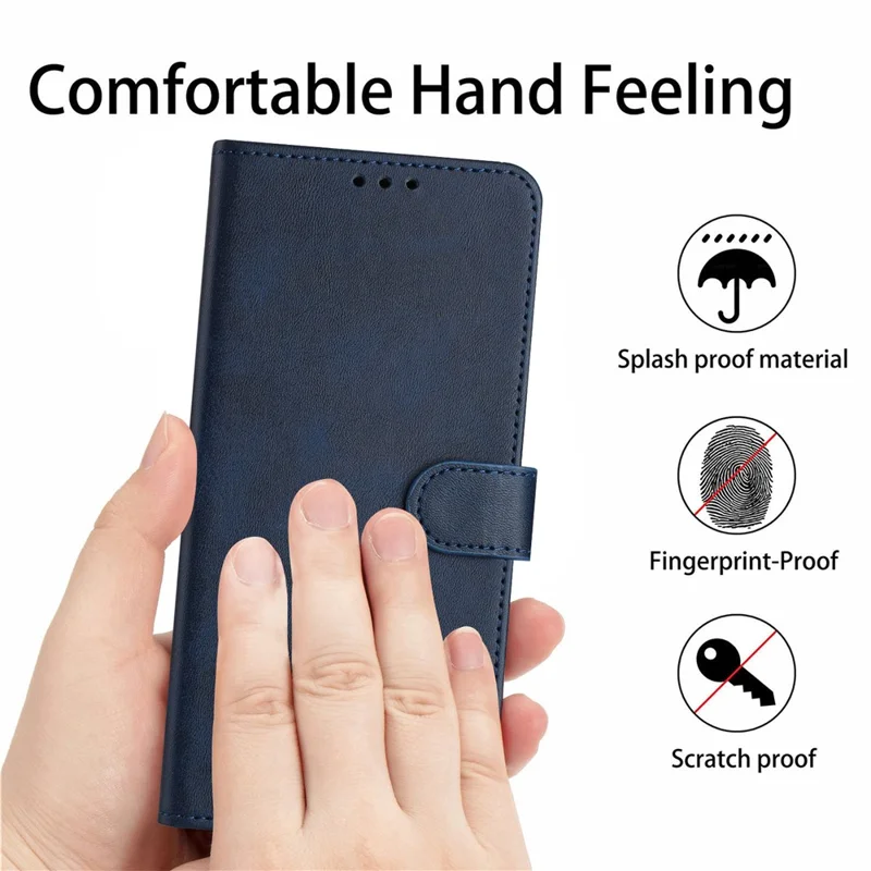 For Xiaomi Redmi Note 13 5G (China) / Redmi Note 13 5G Case Leather Wallet Anti-Fall Phone Cover - Sapphire