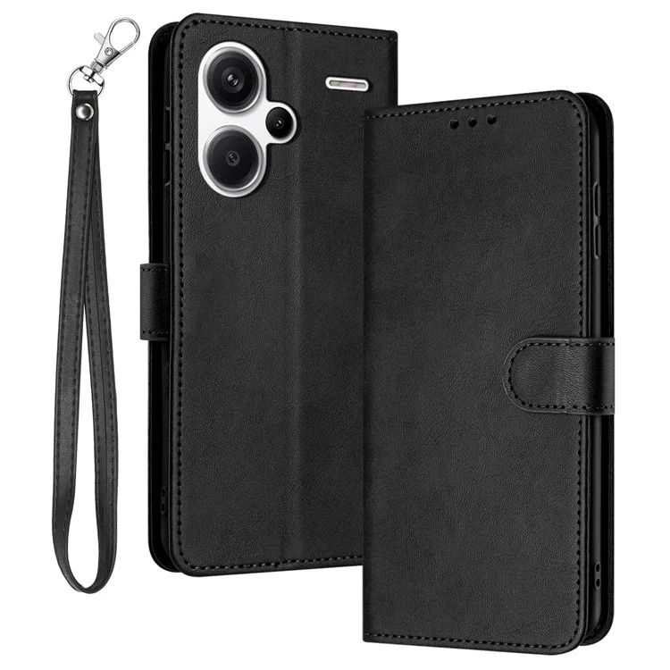 For Xiaomi Redmi Note 13 Pro+ 5G Case Calf Texture Stand Leather Wallet Phone Cover - Black
