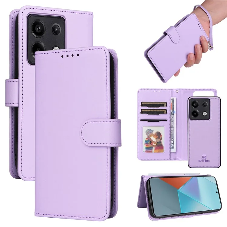 For Xiaomi Redmi Note 13 Pro 5G / Poco X6 5G Magnetic Case BETOPNICE Detachable PU Leather Phone Cover with Strap - Purple