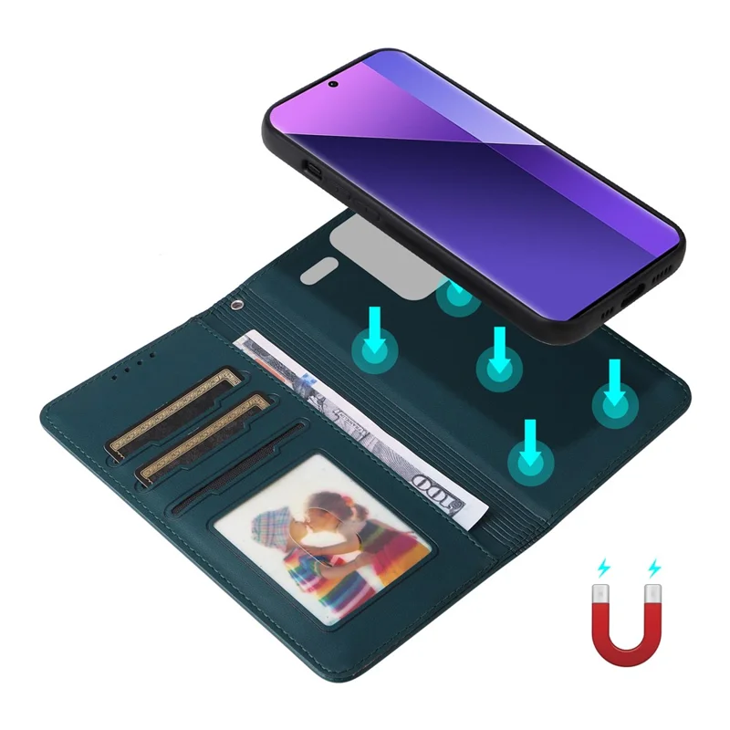 For Xiaomi Redmi Note 13 Pro+ 5G Magnetic Case BETOPNICE Detachable PU Leather Phone Cover with Strap - Blue