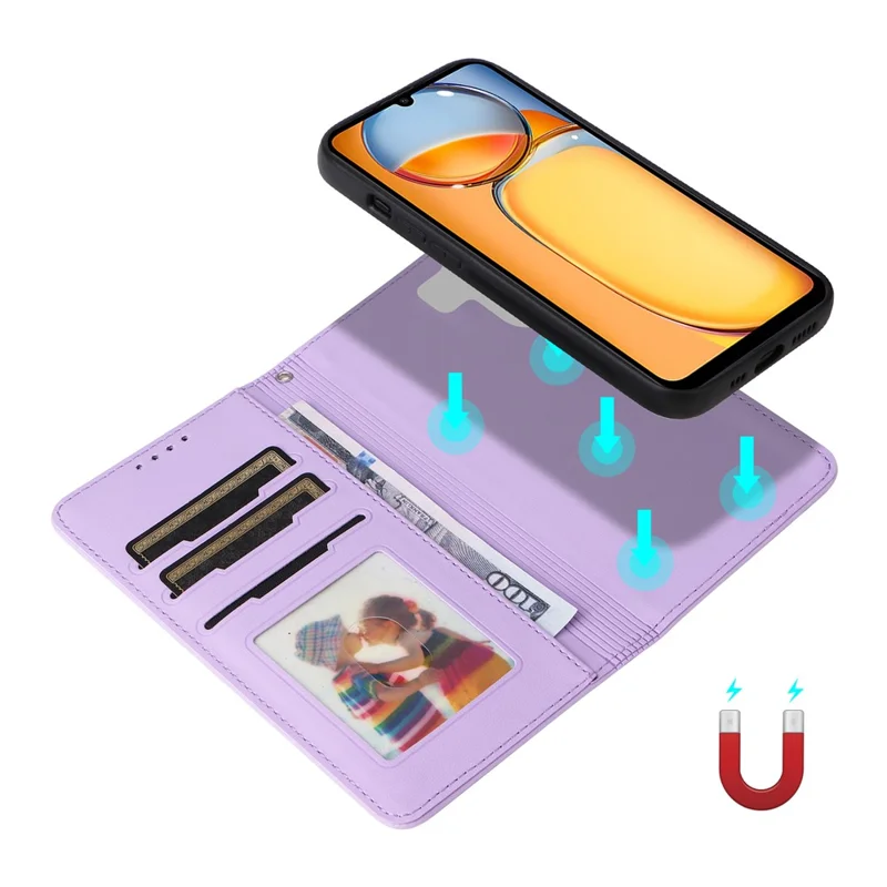 For Xiaomi Redmi 13C 4G / Poco C65 4G Magnetic Case BETOPNICE Detachable PU Leather Phone Cover with Strap - Purple
