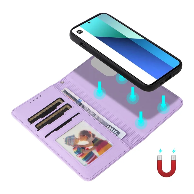 For Xiaomi Redmi Note 13 4G Magnetic Case BETOPNICE Detachable PU Leather Phone Cover with Strap - Purple