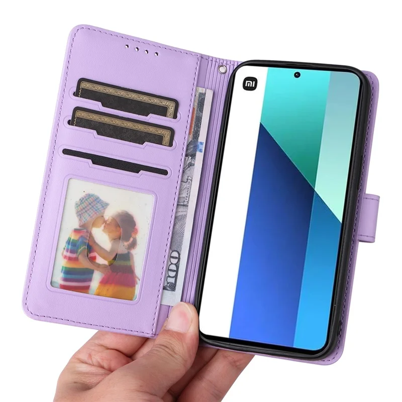 For Xiaomi Redmi Note 13 4G Magnetic Case BETOPNICE Detachable PU Leather Phone Cover with Strap - Purple