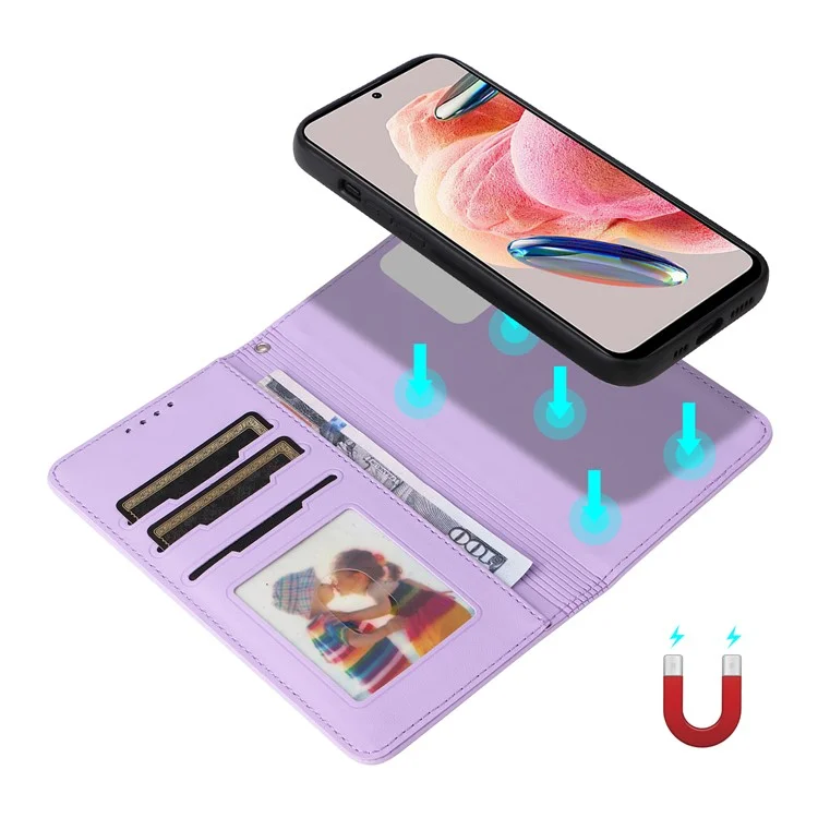 BETOPNICE 005 Per Xiaomi Redmi Note 12 4G Stand Case 2-in-1 Custodia Staccabile in Pelle - Viola
