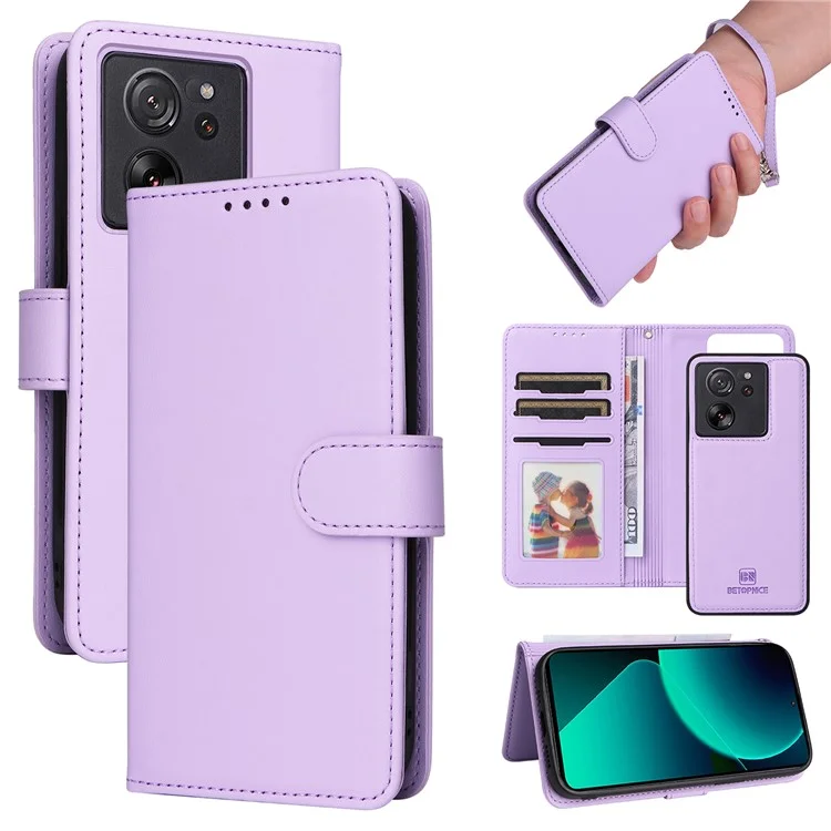 For Xiaomi Redmi K60 Ultra / 13T / 13T Pro Magnetic Case BETOPNICE Detachable PU Leather Phone Cover with Strap - Purple