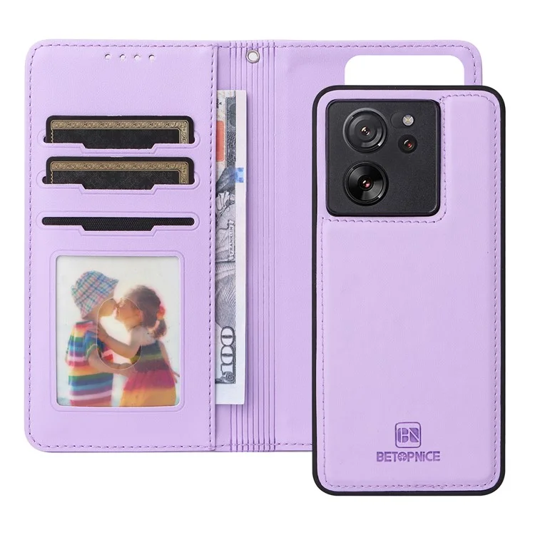For Xiaomi Redmi K60 Ultra / 13T / 13T Pro Magnetic Case BETOPNICE Detachable PU Leather Phone Cover with Strap - Purple