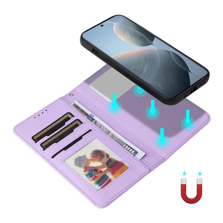 BETOPNICE 005 per Xiaomi Redmi K70E 5G / Poco X6 Pro 5G Custodia da Supporto 2-in-1 Magnetica Staccabile Cover in Pelle per Telefono - Viola