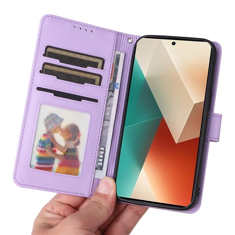For Xiaomi Redmi Note 13 5G Magnetic Case BETOPNICE Detachable PU Leather Phone Cover with Strap - Purple