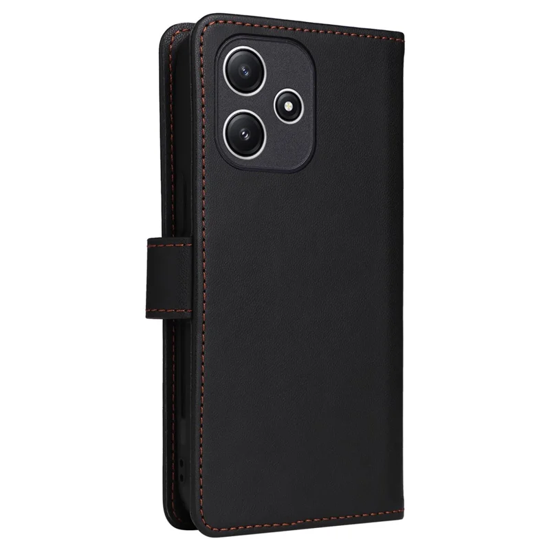 BETOPNICE 005 Para Xiaomi Redmi 12 4G / 12 5G (Global) / 12R 4G / Poco M6 Pro 5G Case Capa de Telefone de Couro Destacável - Preto