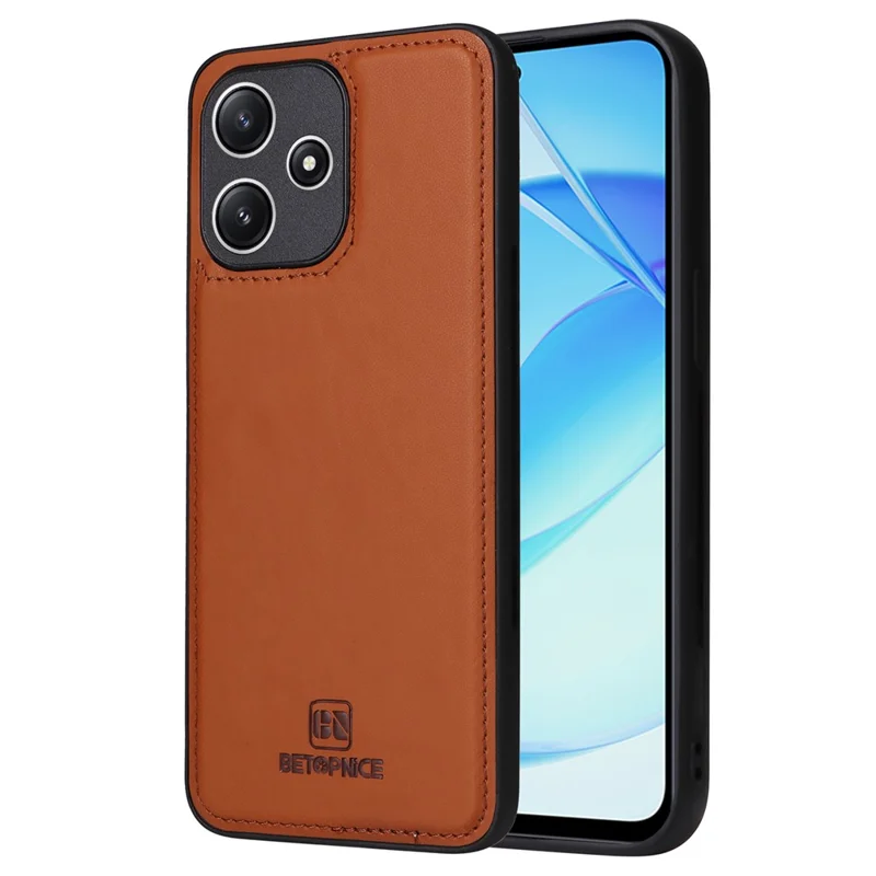 BETOPNICE 005 per Xiaomi Redmi 12 4G / 12 5G (Global) / 12R 4G / Poco M6 Pro 5G Custodia staccabile in pelle per telefono - Marrone