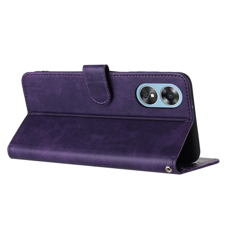 Wholesale Phone Cases for Oppo A17 4G / A17k 4G PU Leather+TPU Cover Wallet Cell Phone Stand Shell - Purple