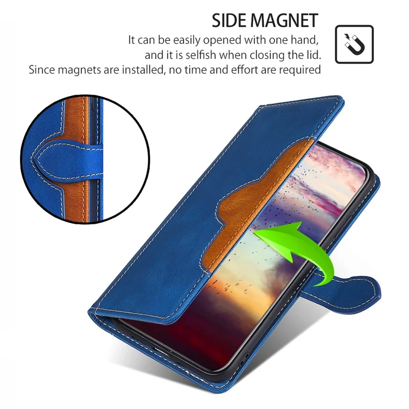 For OnePlus Nord CE4 5G Case Stand PU Leather Skin Touch Feeling Phone Cover - Blue