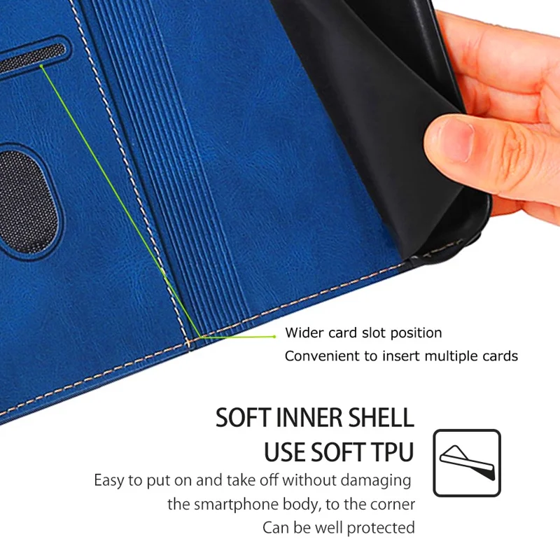 For OnePlus Nord CE4 5G Case Stand PU Leather Skin Touch Feeling Phone Cover - Blue