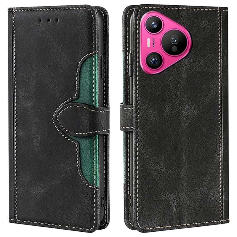 For Huawei Pura 70 Case Magnetic Buckle Leather Skin Feel Phone Cover - Black