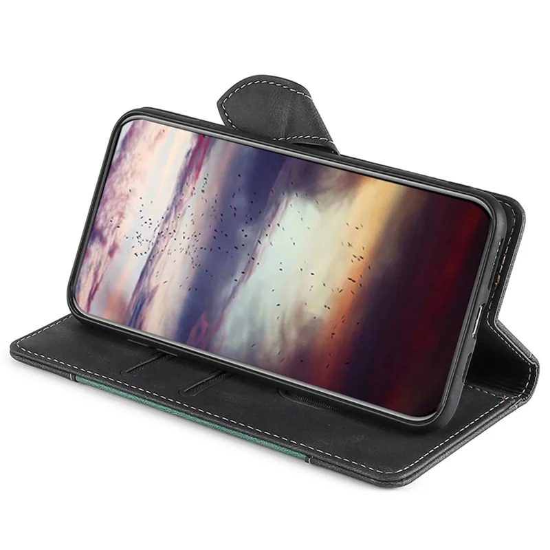 For TCL 505 Case PU Leather Phone Cover Anti-Fall Shell with Stand Function - Black