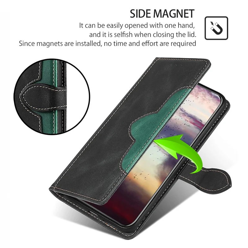 For TCL 505 Case PU Leather Phone Cover Anti-Fall Shell with Stand Function - Black