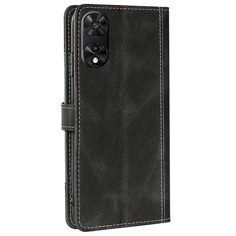 For TCL 505 Case PU Leather Phone Cover Anti-Fall Shell with Stand Function - Black