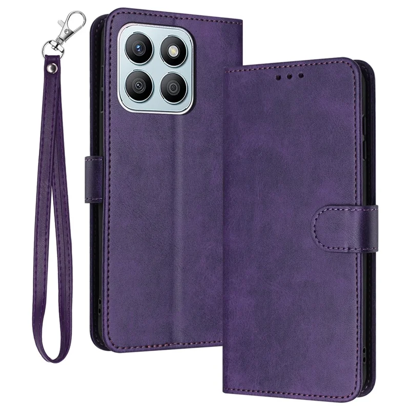 For Honor X8b 4G Case Calf Texture Leather Wallet Flip Stand Mobile Phone Cover - Purple