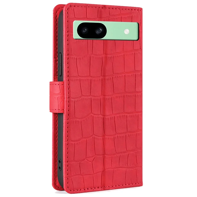 For Google Pixel 8a Phone Cover Crocodile Texture Skin-Touch Leather Case with Magnetic Clasp - Red