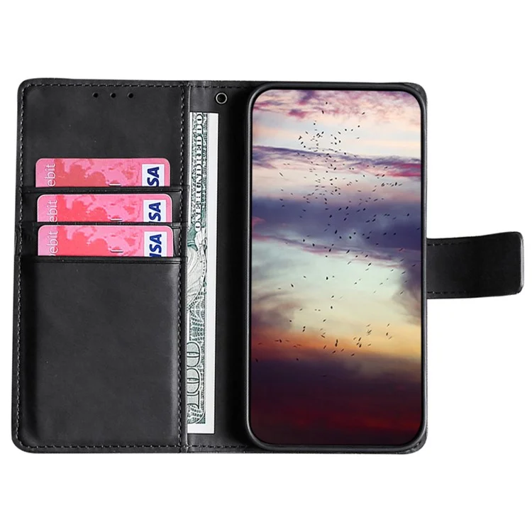 For TCL 50 SE Leather Wallet Case Crocodile Texture Magnetic Flip Mobile Phone Cover - Black