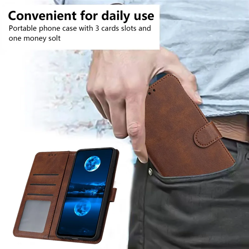 Leather Phone Cases for Honor X7a 4G / Play7T 5G   Wallet Drop-proof Calf Texture Cover - Brown