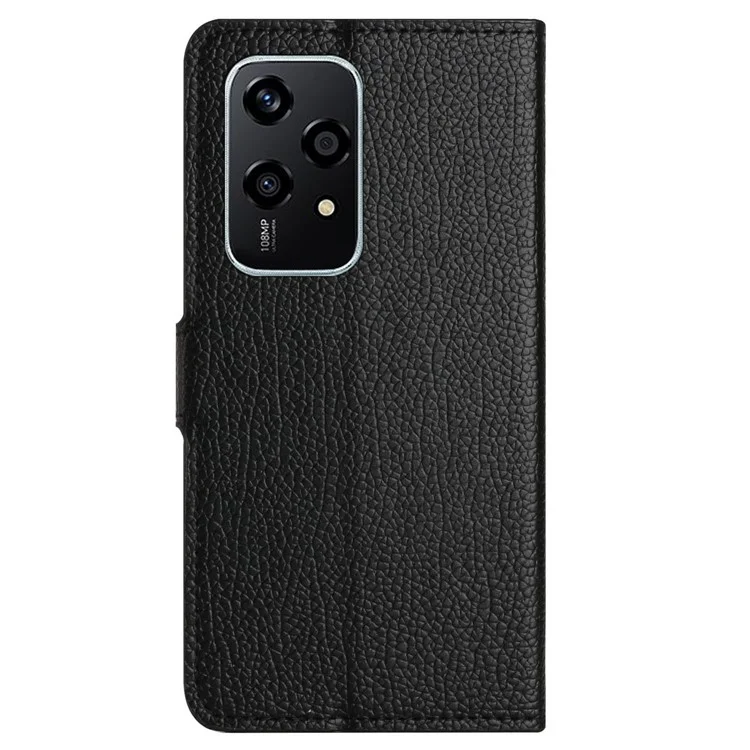 For Honor 200 Lite Case Litchi Texture Leather Card Holder Stand Phone Cover - Black