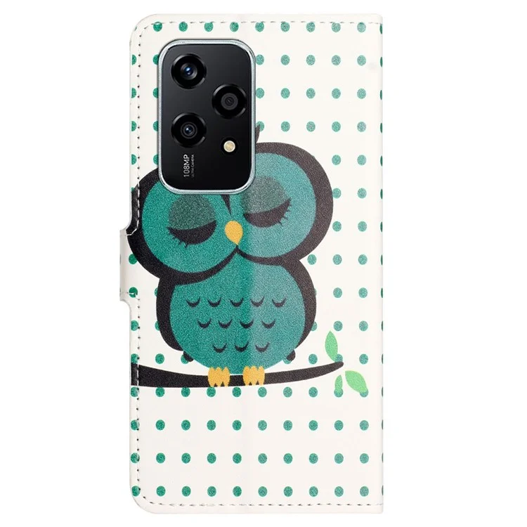 Чехол Для Honor 200 Lite Patroon Printing Flip Leather Wallet Cover Cell Phone Accessory Wholesale - Dots / Owl