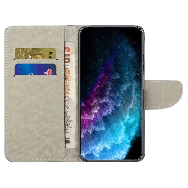 For Honor 200 Lite Case Pattern Printing Leather Folio Flip Phone Cover Stand - Green Tree