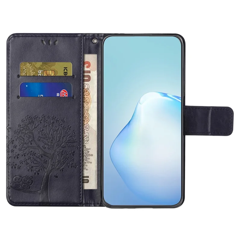 Phone Case for Honor 200 Lite Shell Imprinted Owl Tree Stand Leather Cover - Dark Purple