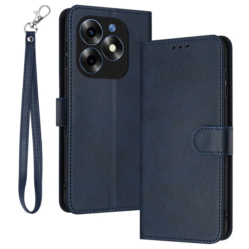 Shockproof Case for itel S23+ PU Leather Phone Cover with Strap - Sapphire