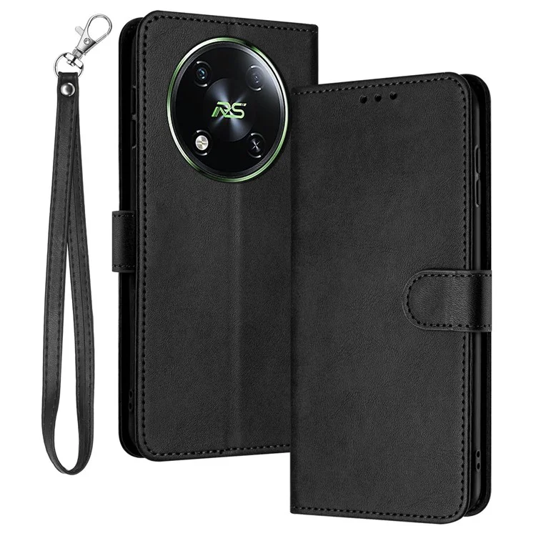 Leather Phone Cases for itel RS4 4G Wholesale Folding Stand Calf Texture Cover - Black