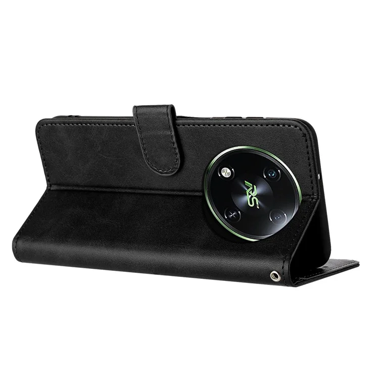 Leather Phone Cases for itel RS4 4G Wholesale Folding Stand Calf Texture Cover - Black