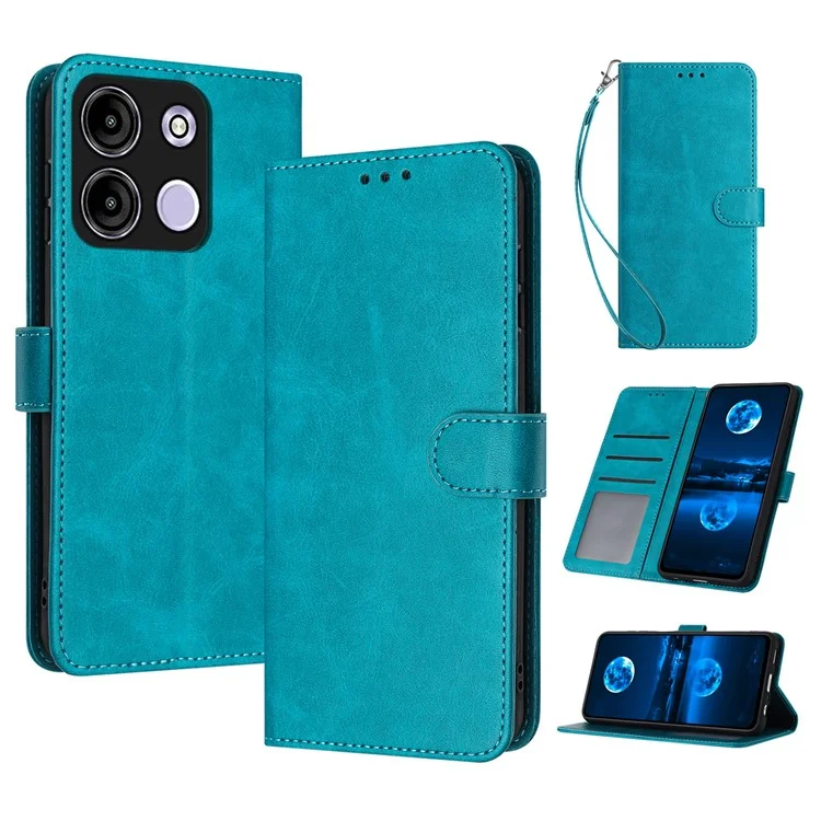 Stand Case for itel A60 / A60S PU Leather Wallet Phone Cover with Strap - Green