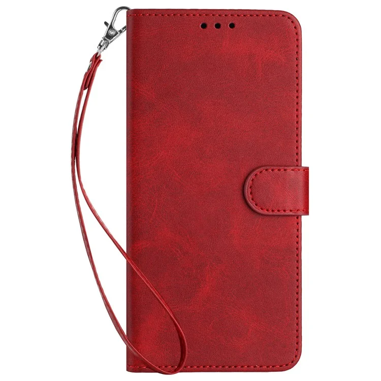 Stand Case for itel A60 / A60S PU Leather Wallet Phone Cover with Strap - Red