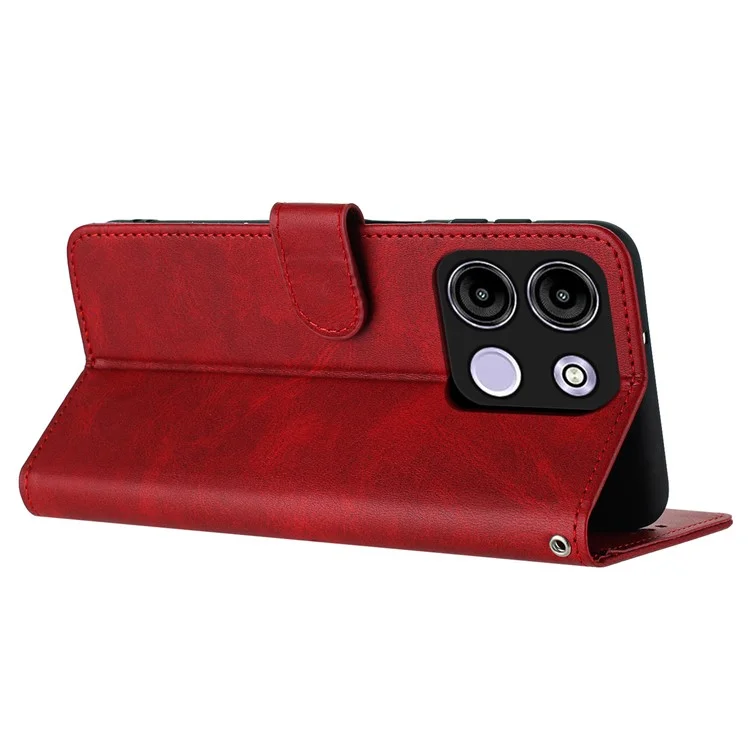 Stand Case for itel A60 / A60S PU Leather Wallet Phone Cover with Strap - Red