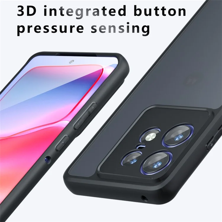 Para Motorola Edge 50 Pro 5G Case TPU+PC Matte Skin Feeling Phone Cover - Preto Transparente