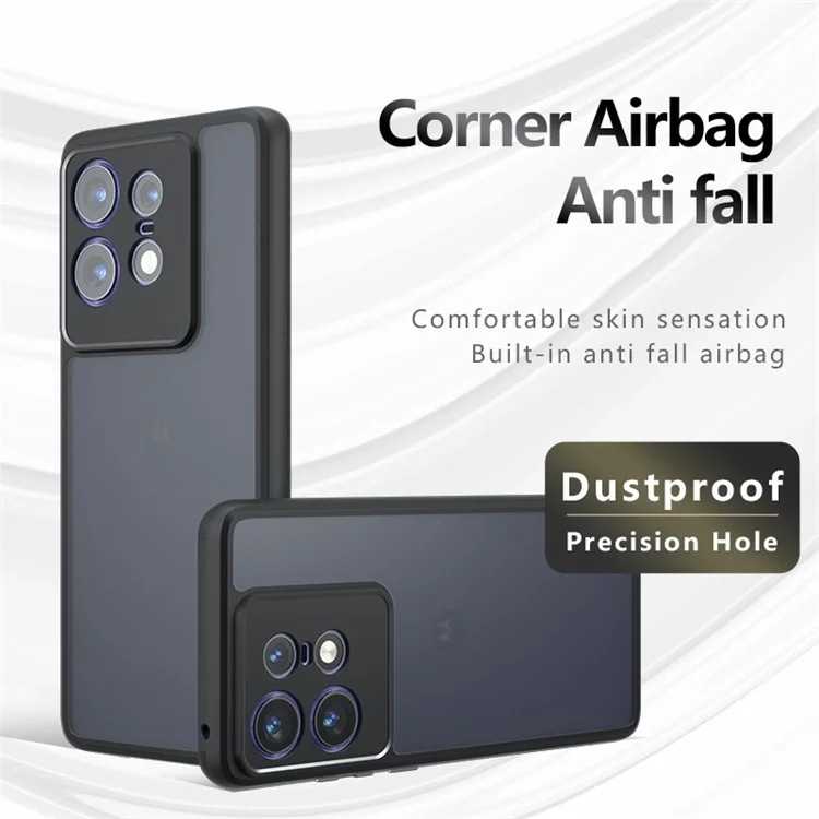 Para Motorola Edge 50 Pro 5G Case TPU+PC Matte Skin Feeling Phone Cover - Preto Transparente
