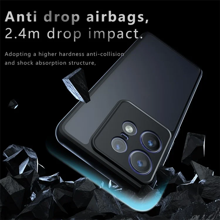 Para Motorola Edge 50 Pro 5G Case TPU+PC Matte Skin Feeling Phone Cover - Preto Transparente