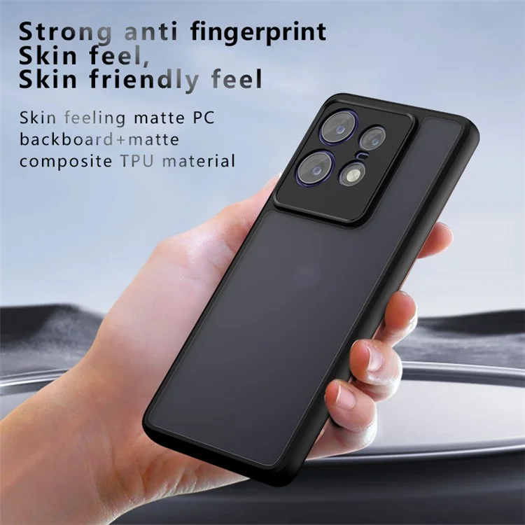 Para Motorola Edge 50 Pro 5G Case TPU+PC Matte Skin Feeling Phone Cover - Preto Transparente