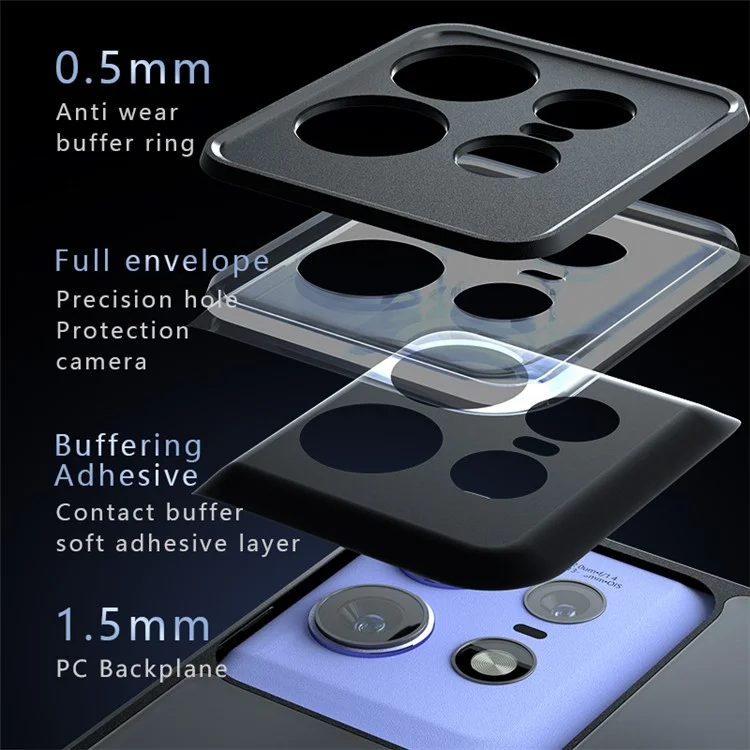 Para Motorola Edge 50 Pro 5G Case TPU+PC Matte Skin Feeling Phone Cover - Preto Transparente