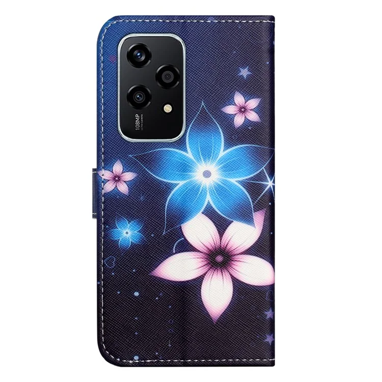 For Honor 200 Lite Case Cross Texture Leather Flip Pattern Phone Cover - Blaue Blume