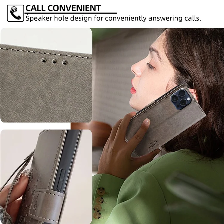 Für Sharp Simple Sumaho 6 A201SH Hülle PU-Leder Schmetterling Blume Brieftasche Abdeckung - Grau