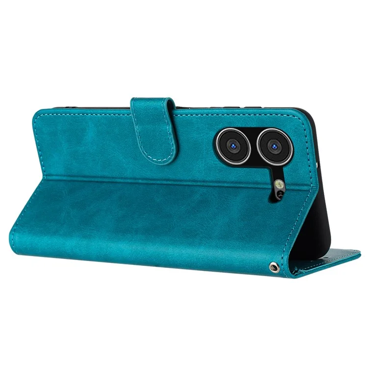 Stand Case for TECNO Pova 5 4G Anti-Scratch PU Leather Phone Cover with Strap - Green