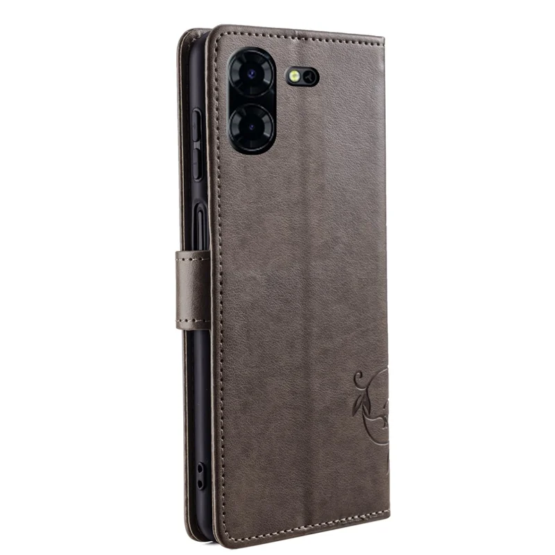 Для TECNO Pova 5 Pro 5G Бумажник Защитный Чехол из искусственной кожи с магнитным клапаном и узором в виде бабочек и цветов - серый