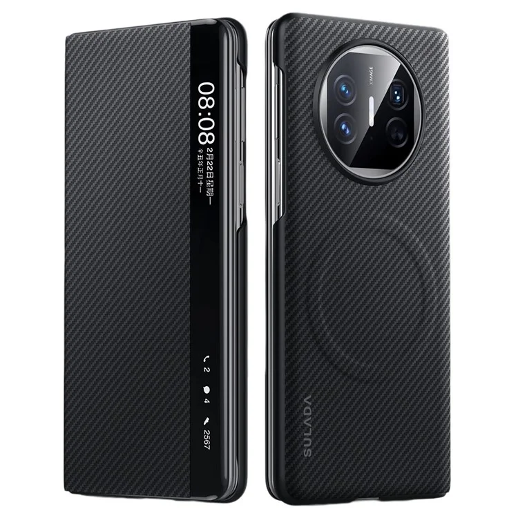 SULADA для чехла Huawei Mate X5, совместимый с Magsafe, PU+PC чехол для телефона с окном просмотра - черный