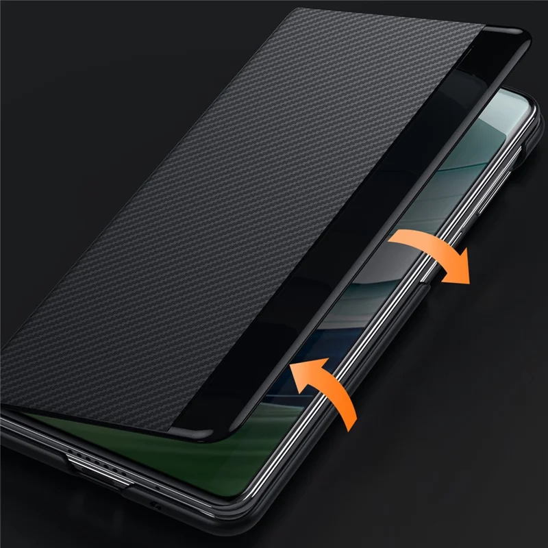 SULADA For Huawei Mate X5 Magnetic Case PU+PC Phone Cover with View Window - Brown