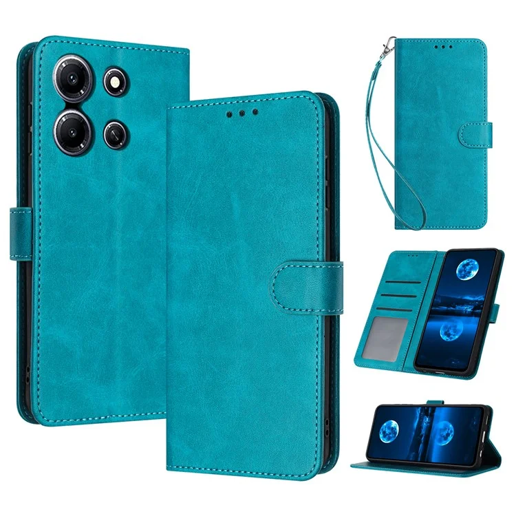 For Infinix Note 30i 4G Case Wrist Strap TPU+PU Leather Folding Stand Phone Back Cover - Green
