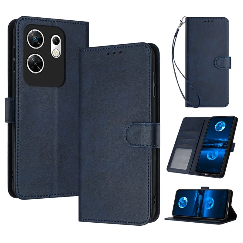 Case for Infinix Zero 30 4G Magnetic Clasp PU Leather Phone Cover with Strap - Sapphire