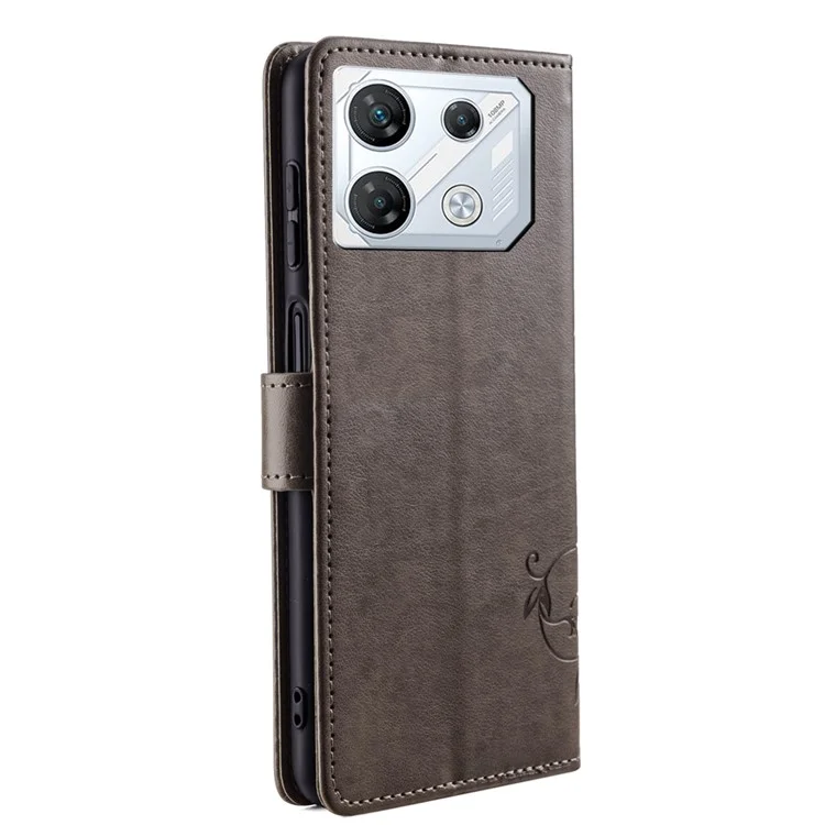 Für Infinix GT 10 Pro 5G Hülle Schmetterling Blume Geprägte PU Leder Handyhülle - Grau