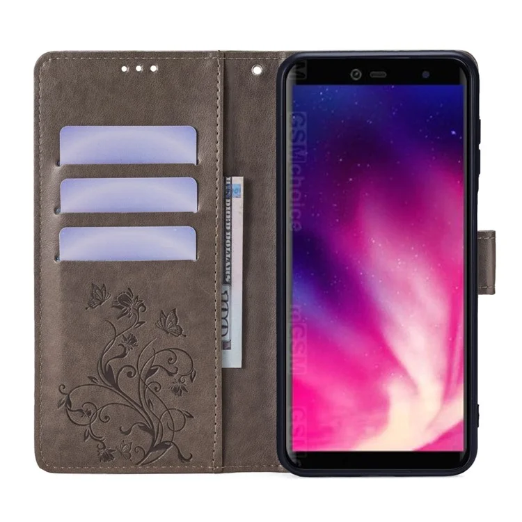 Pour Rakuten Hand 4G Case Leather Wallet Stand Phone Cover with Hand Strap - Gris